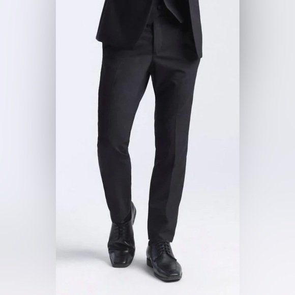 Allure’s Men Slim Fit Black Tuxedo Pants,w/Expandable Waistband, Black - Picture 1 of 3